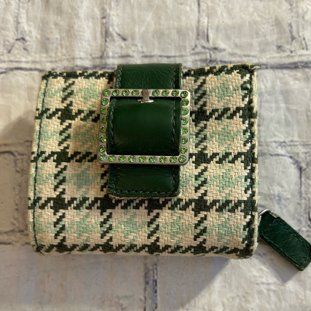 AMERICAN EAGLE OUTFITTERS Y2K GREEN/BEIGE PLAID WOOL WALLET